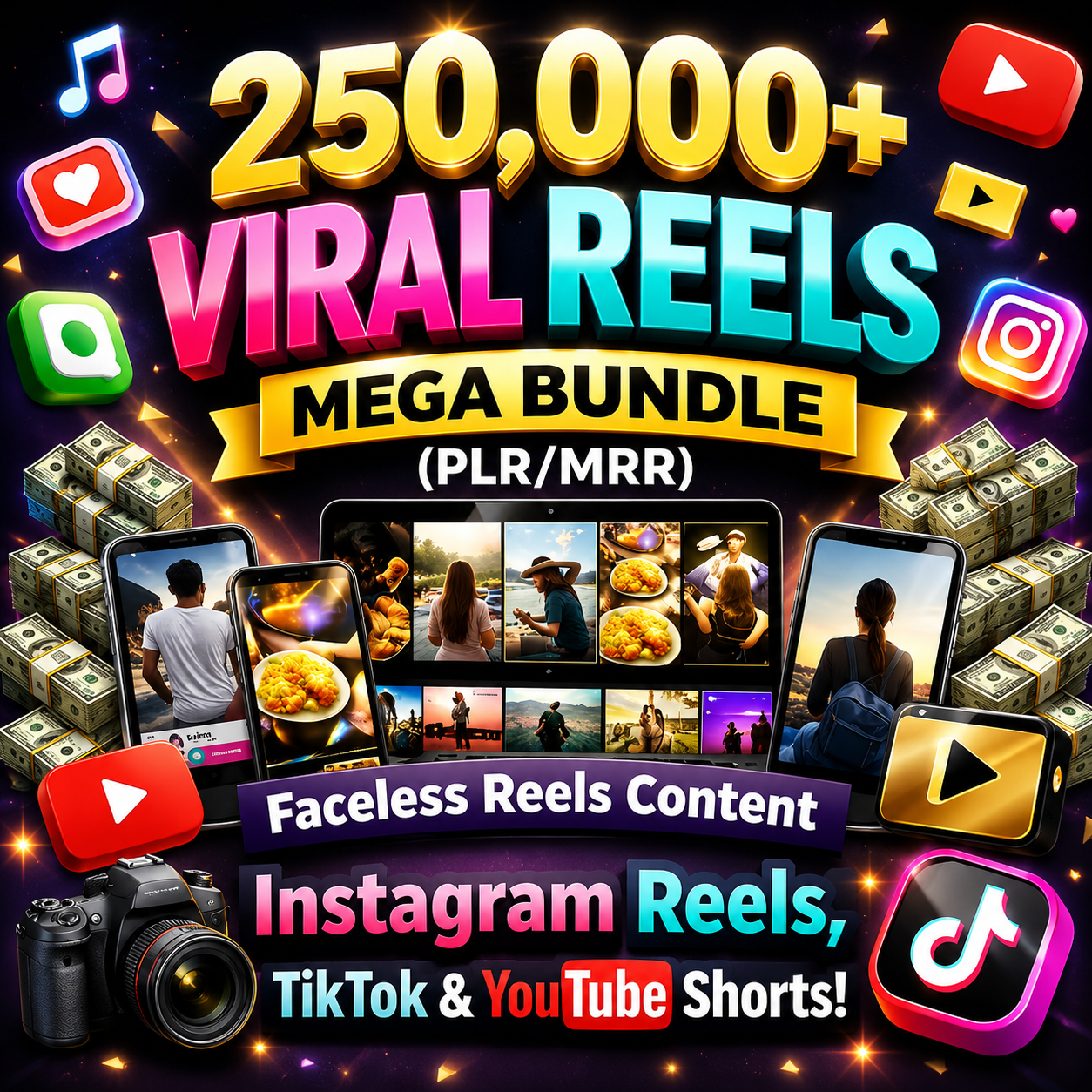 50,000+ Viral Reels Mega Bundle | Faceless Content (PLR + MRR)